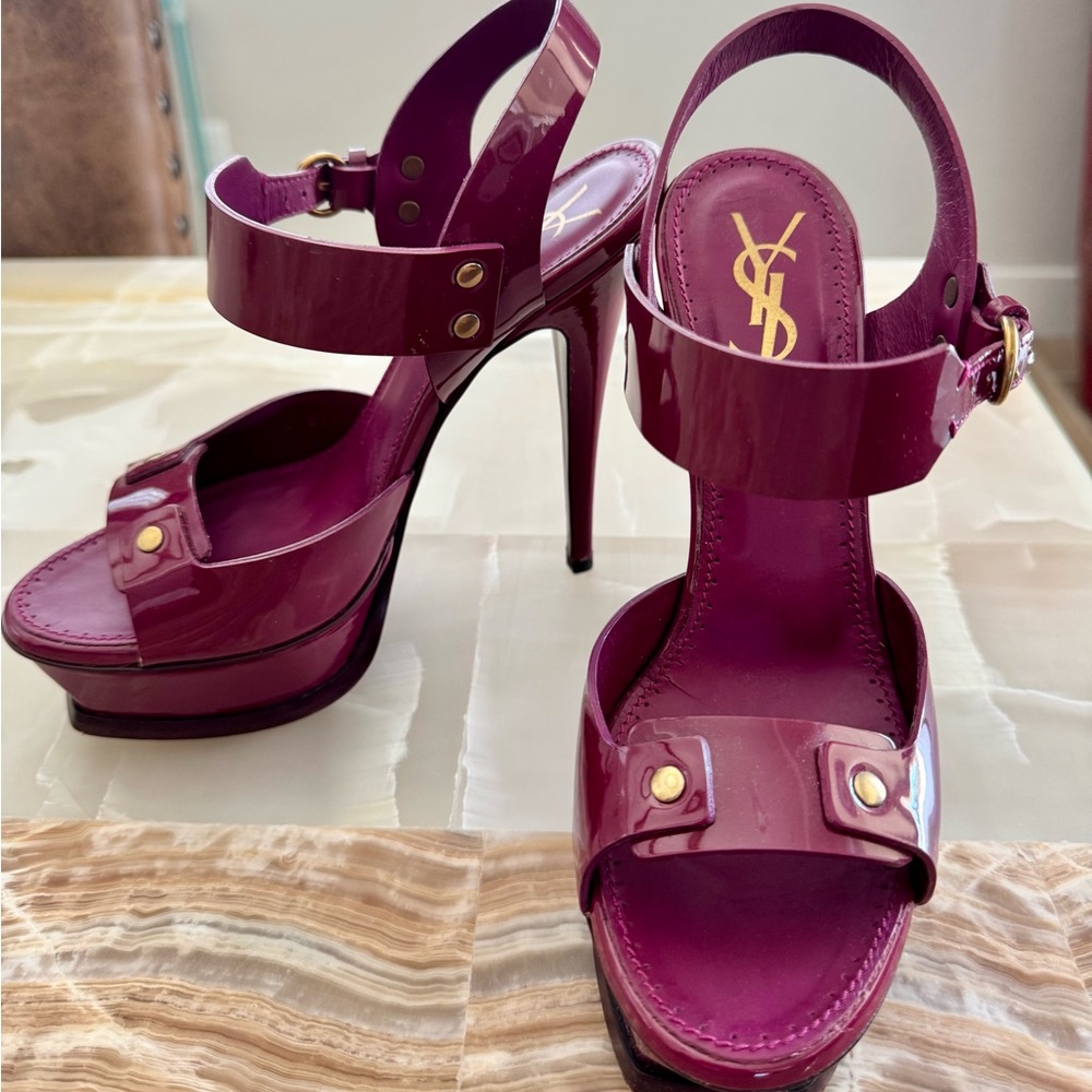 Yves Saint Laurent Purple Platform Heels